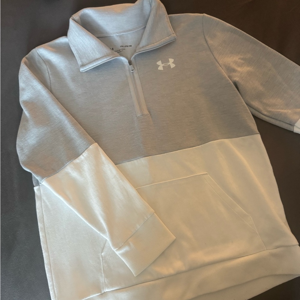 Under Armour Youth Gray and White Quarter Zip Sweatshirt